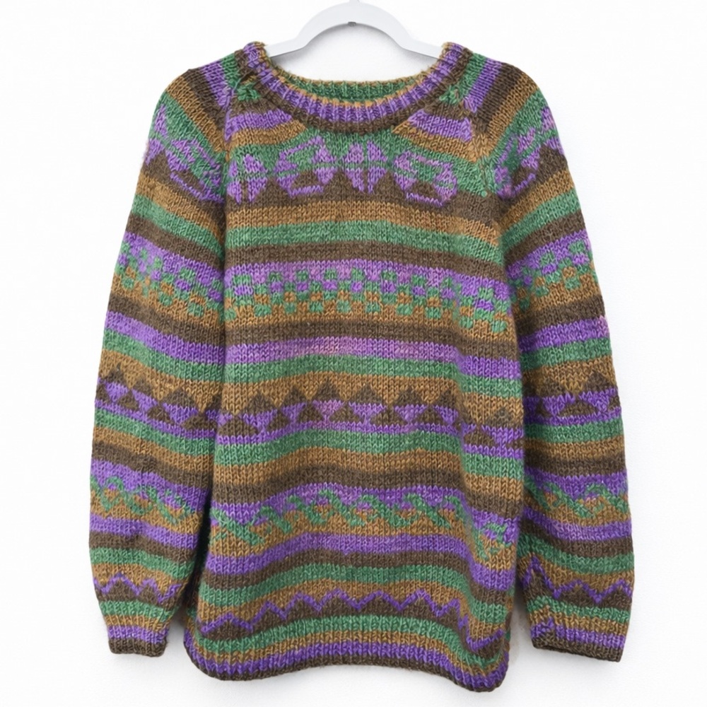 Ganesh Hamil 100%Wool Sweater Knitted Oversized Men Womens Unisex Vintage L